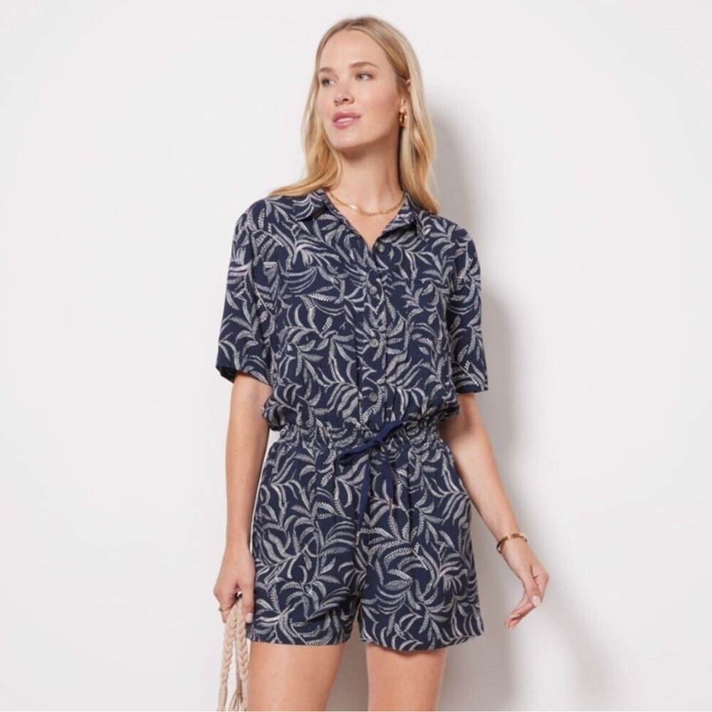 Evereve Batik Waist Tie Boho Romper